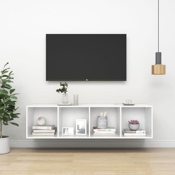 Έπιπλο Τηλεόρασης VidaXL από Μοριοσανίδα 37x37x142.5 cm - Λευκό image 1