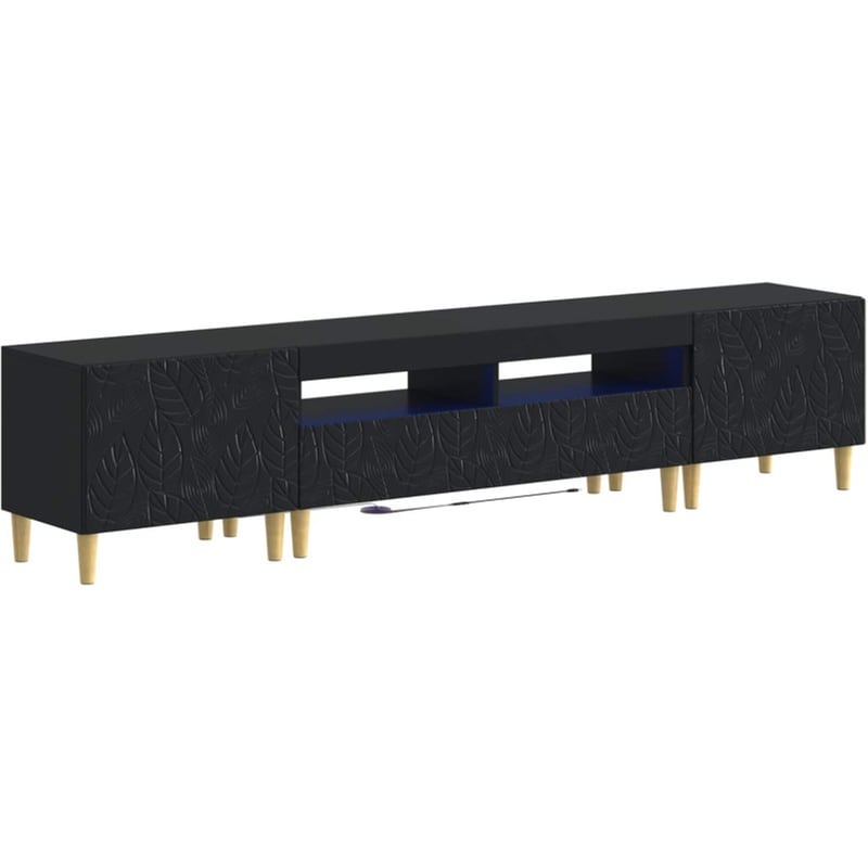 Έπιπλο Τηλεόρασης VidaXL DELFT με LED 3 τμχ 198 x 35 x 43 cm - Μαύρο