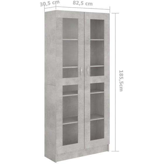 Βιβλιοθήκη VidaXL Βιτρίνα από Μοριοσανίδα  82.5x30.5x185.5 cm - Γκρι image 3