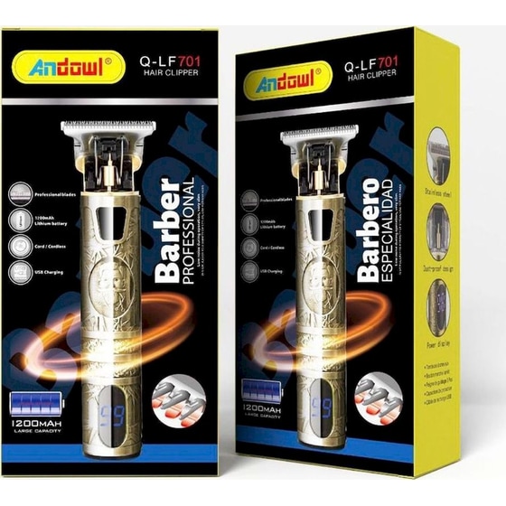 ANDOWL Q-LF701 Κουρευτική Μηχανή  Επαναφορτιζόμενη Χρυσή image 1