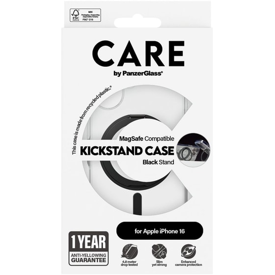 Θήκη Apple iPhone 16 - PanzerGlass MagSafe Kickstand Case - Transparent with Black Stand image 3