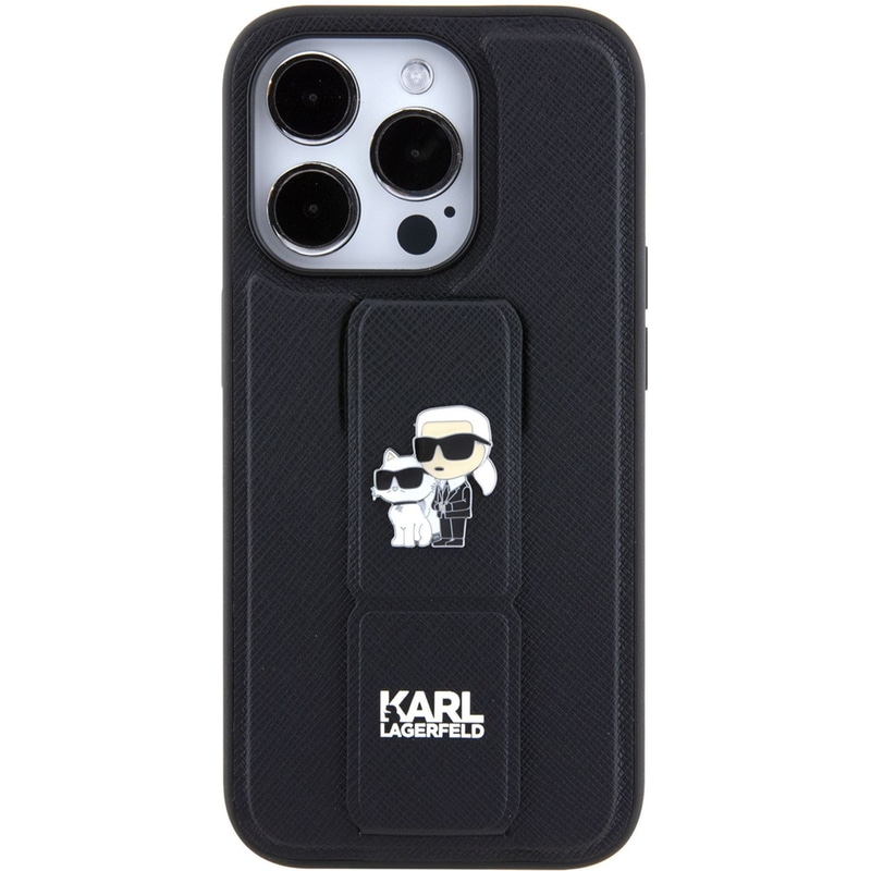 KARL LAGERFELD Karl Lagerfeld Karl Choupette Metal Pin Saffiano Gripstand Case Θήκη Προστασίας Από Δερματίνη – Iphone 15 Pro (black – Klhcp15lgsakcpk)