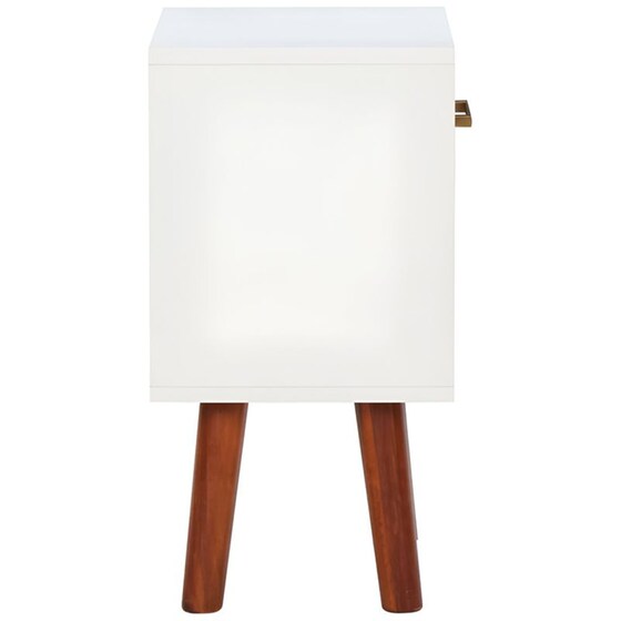 Κομοδίνο Vidaxl Από Μασίφ Ξύλο Ακακίας 2τμχ 40x30x57 cm - Λευκό Ματ Καφέ image 3