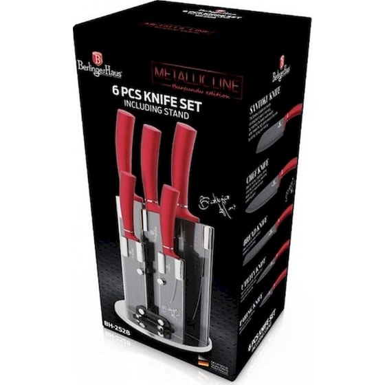 Σετ Μαχαίρια Berlinger Haus Metallic Line Black Burgundy Edition από Ανοξείδωτο Ατσάλι με 360° Βάση 6 Τμχ image 4