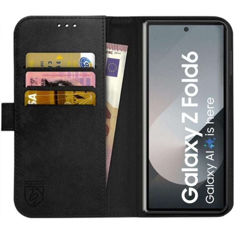 Θήκη Samsung Galaxy Z Fold6 - Rosso Deluxe Δερμάτινη Πορτοφόλι - Black (8719246449529)