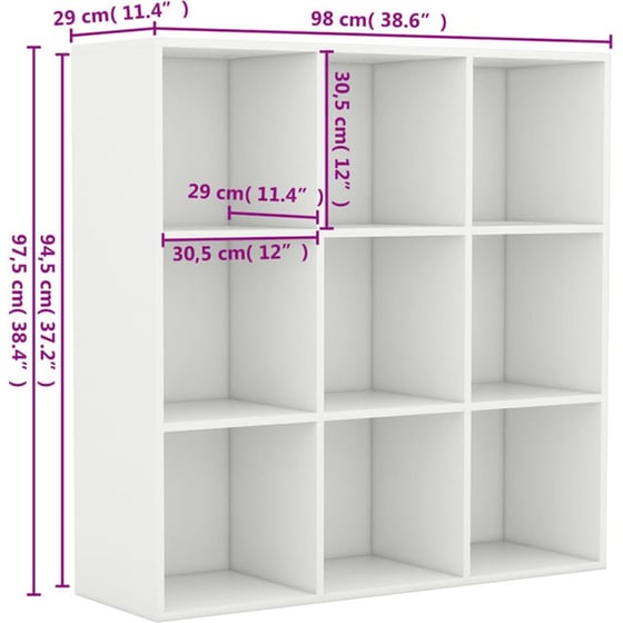 Βιβλιοθήκη VidaXL από Μοριοσανίδα 98x29x97.5 cm - Λευκό image 5