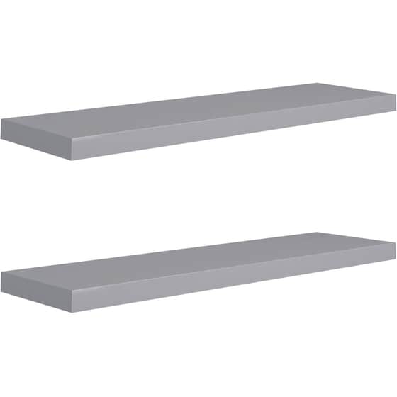 Ράφια Τοίχου VidaXL από MDF 90x23.5x3.8 cm 2 Τμχ - Γκρι image 0