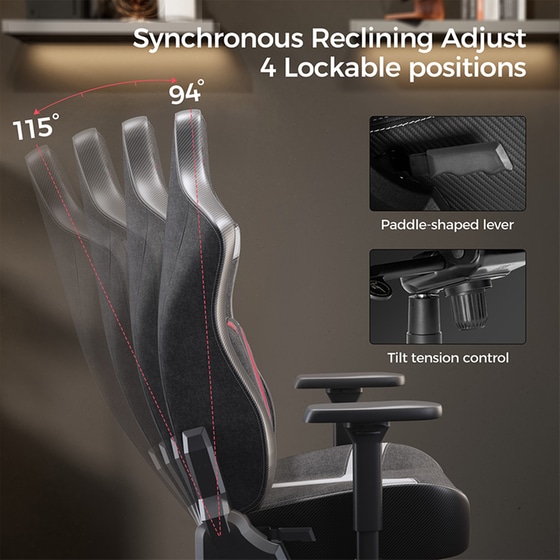 Καρέκλα Gaming Eureka Ergonomic Python II ERK-GC08-R από Τεχνητό Δέρμα - Μαύρη/Κόκκινη image 4