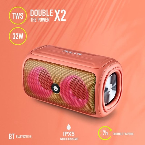 Ngs Roller Beast Bluetooth Speaker 32watt  Coral- Ηχείο Bluetooth  Με Ραδιόφωνο Και Ισχύ Εξόδου 32watt (2 X16 Watt) Σε Κοραλί Χρώμα image 5