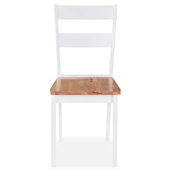 Καρέκλες Τραπεζαρίας Vidaxl Μασίφ Ξύλο Καουτσουκόδεντρου 6 Τμχ - Λευκό/Καφέ image 3