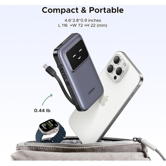 Powerbank Ugreen PB511 10000mAh 30W με Θύρες USB-A/USB-C Power Delivery - Γκρι image 4