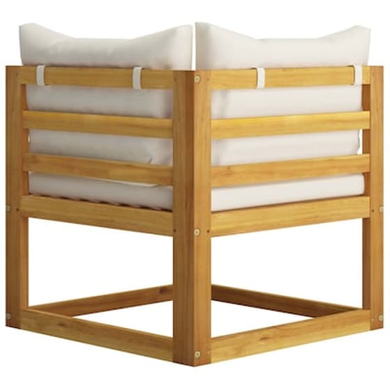 Παγκάκι Κήπου VidaXL Διθέσιο με Μαξιλάρια 70x70x60 cm - Κρεμ image 5