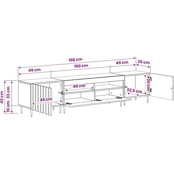Έπιπλο Τηλεόρασης VidaXL με LED 5 τμχ 198 x 35 x 43 cm - Γκρι Σκυροδέματος image 7