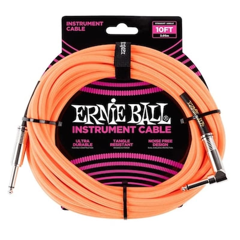 ERNIE BALL Ernie Ball 6079 Braided Angled Neon Orange 3.00m Καλώδιο Οργάνου