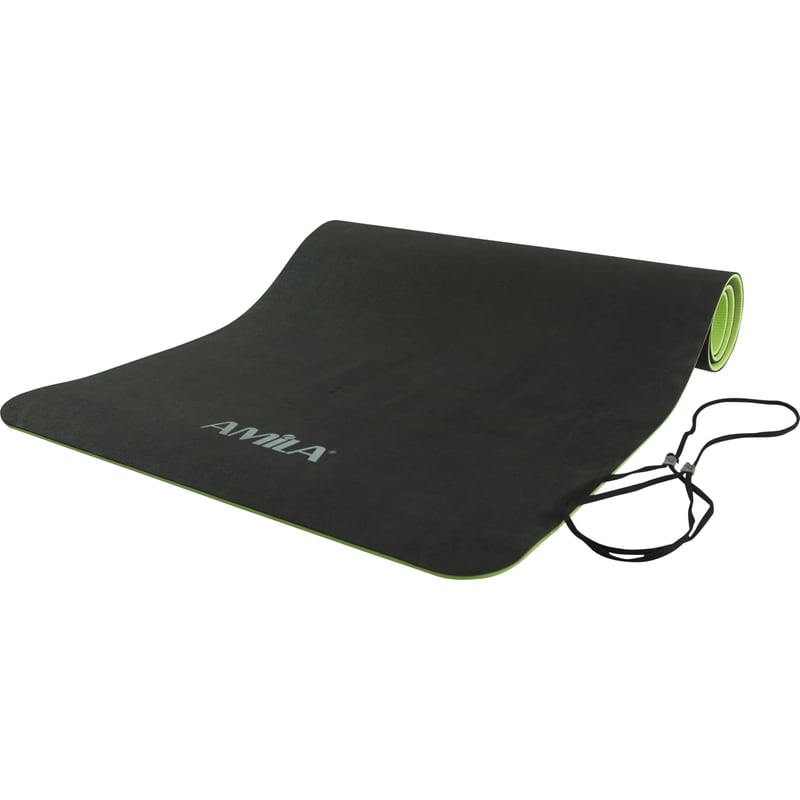 AMILA Στρώμα Γυμναστικής Amila Performance Mat 81777 από TPE και Λάστιχο 150x61 cm - Μαύρο/ Πράσινο