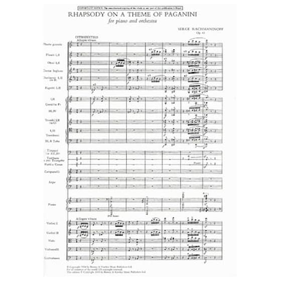 Rachmaninoff - Rhapsody On A Theme Of Paganini [full Score] image 3