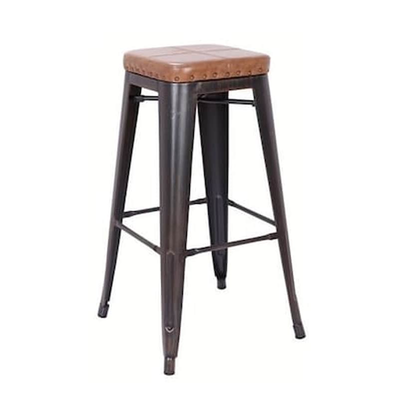 WOODWELL Σκαμπό Μπαρ Woodwell Μεταλλικό Με Δερματίνη - Camel