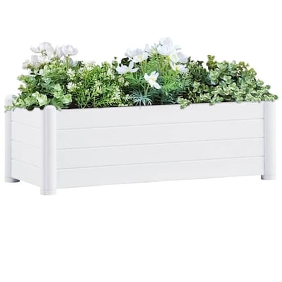 Vidaxl Ζαρντινιέρα Υπερυψωμένη Λευκή 100 X 43 X 35 Εκ. Πολυπροπυλένιο image 1