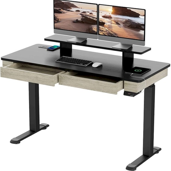 Γραφείο Εργασίας με Συρτάρια Eureka Ergonomic ERK-ED-I55-OG-EU 140x60x75-122cm image 1