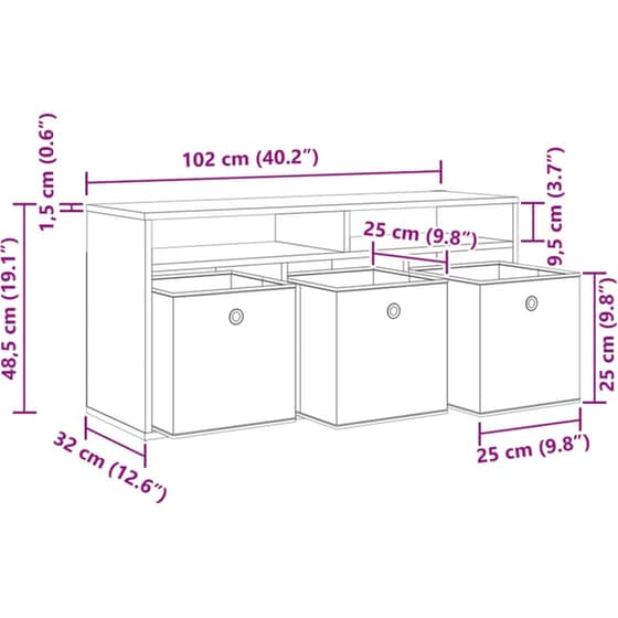 Έπιπλο Τηλεόρασης VidaXL με Συρτάρι 102 x 32 x 48,5 cm - Λευκό image 12