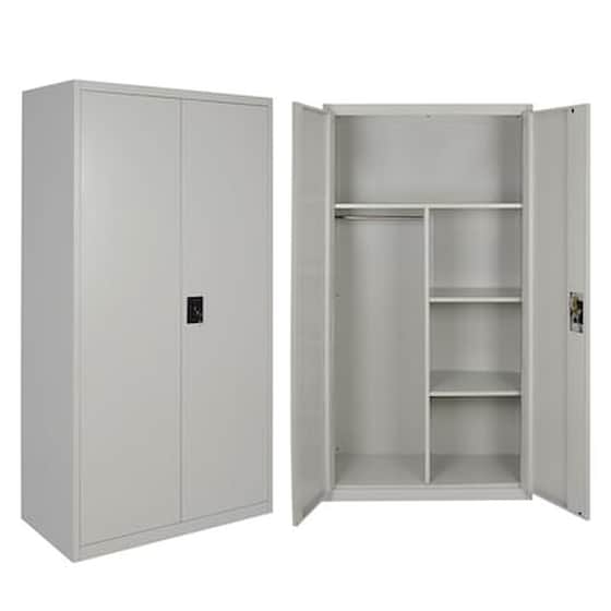 Δίφυλλη Μεταλλική Ντουλάπα STEELEN με 3 ράφια 90x45x181 cm - Γκρι image 0