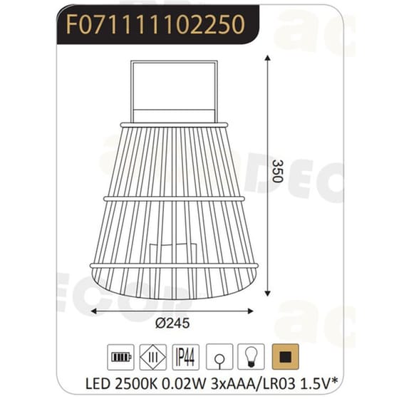 Φανάρι Led με Μπαταρία Aca Decor Aca Strudel F0711111 από Bamboo 24.5x24.5x35 cm - Καφέ image 1