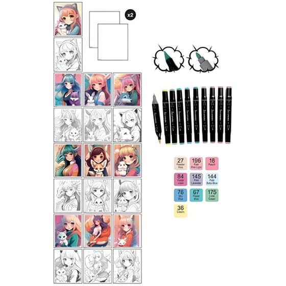 Σετ Ζωγραφικής Sycomore Manga Kemonomimi & 8 Μαρκαδόροι image 1
