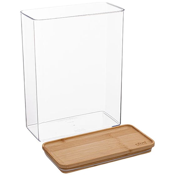 Δοχείο Αποθήκευσης Τροφίμων Spitishop Πλαστικό/Bamboo 20.4x10.4x27.4cm - Διάφανο image 1