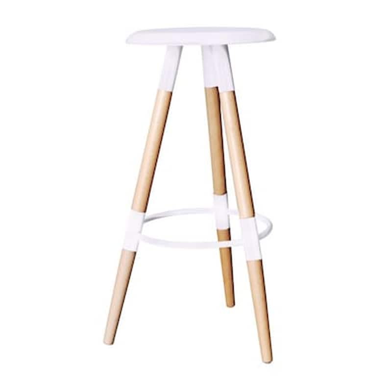 WOODWELL Σκαμπό Μπαρ Woodwell Από Φυσικό Ξύλο - Λευκό