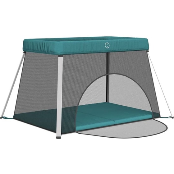 Παρκοκρέβατο VidaXL με Στρώμα & Δίχτυ Πράσινο image 2