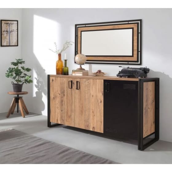 Μπουφές 24Mall Cosmo από Μοριοσανίδα/Μέταλλο 140x45x80 cm - Καφέ/Μαύρος image 2