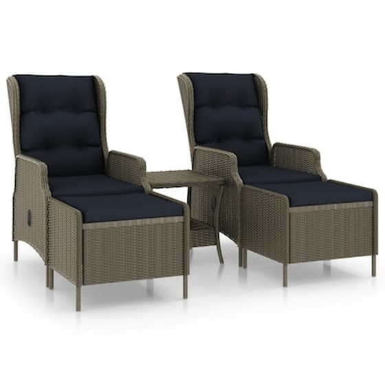 Vidaxl Σετ Σαλονιού Κήπου 3 Τεμ. Καφέ Από Συνθετικό Ρατάν Με Μαξιλάρια image 0