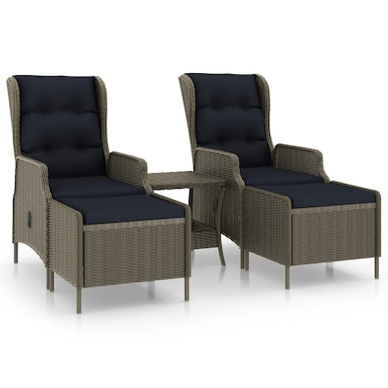 Vidaxl Σετ Σαλονιού Κήπου 3 Τεμ. Καφέ Από Συνθετικό Ρατάν Με Μαξιλάρια VIDAXL