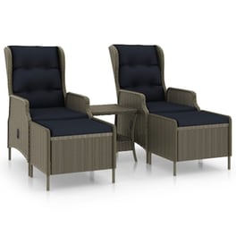 Vidaxl Σετ Σαλονιού Κήπου 3 Τεμ. Καφέ Από Συνθετικό Ρατάν Με Μαξιλάρια