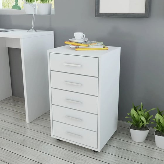 Συρταριέρα Γραφείου VidaXL από Μοριοσανίδα/MDF 33x38x63 cm  - Λευκό image 4