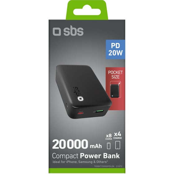 Powerbank SBS Nano HD   20.000mAh - Μαύρο image 1