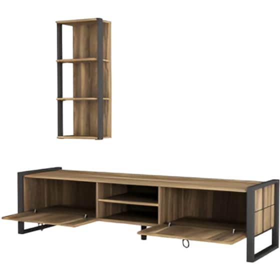 Έπιπλο Τηλεόρασης 24Mall Firma από Μοριοσανίδα 184.5x34x45 cm - Καφέ/Μαύρο image 2