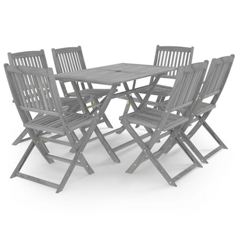Vidaxl Σετ Τραπεζαρίας Κήπου 7 Τεμαχίων Γκρι Από Μασίφ Ξύλο Ακακίας VIDAXL