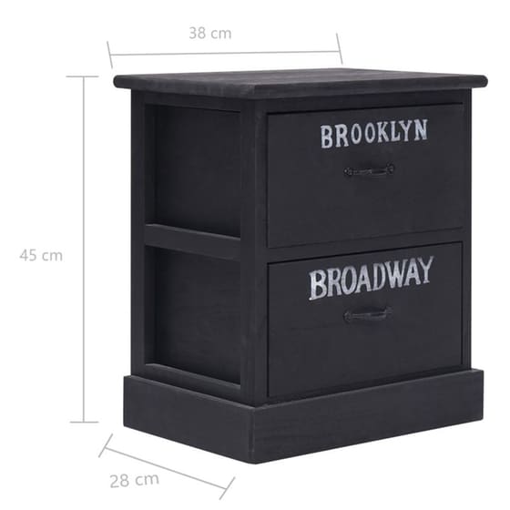 Κομοδίνο Vidaxl Από Ξύλο Παυλώνιας 2τμχ 38x28x45 cm - Μαύρο image 4
