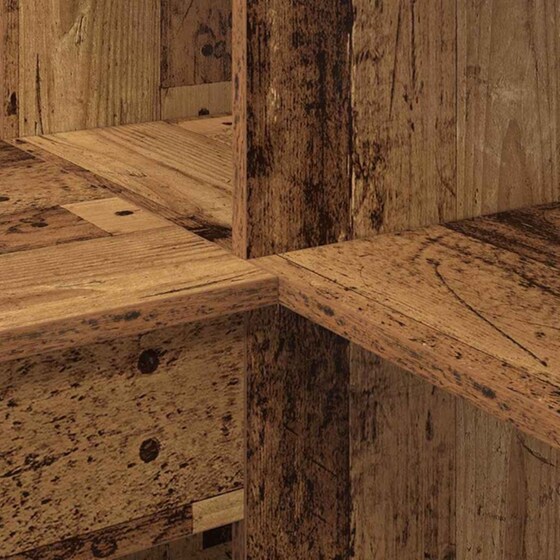 Γωνιακό Γραφείο VidaXL με Ράφι 101,5x149,5x149,5 cm - Παλιό Ξύλο image 7