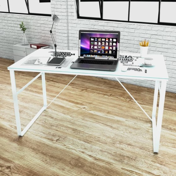 Γραφείο Μελέτης VidaXL από Γυαλί 120x60cm - Λευκό image 1