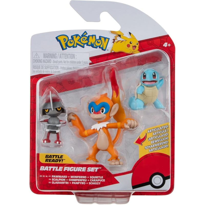 Jazwares Παιχνίδι Μινιατούρα Pokemon Battle Figure-3 (pawniard, Squirtle , Monferno)(jw095155-w18) Pkw3058