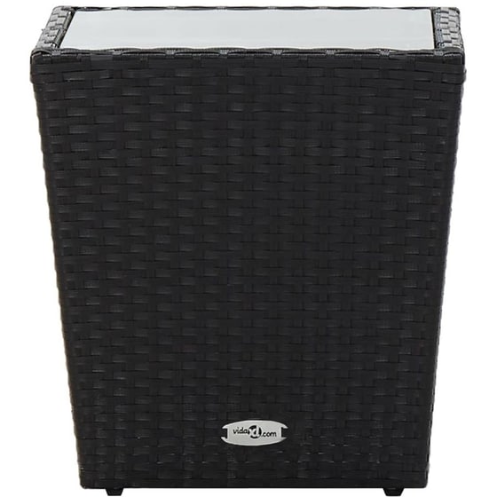 Σετ Επίπλων Bistro Κήπου VidaXL από Συνθ. Ρατάν και Ψημένο Γυαλί 5Τμχ - Μαύρο image 7