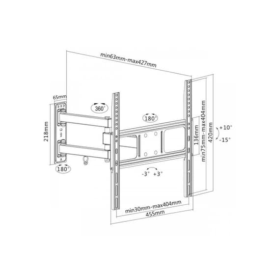 Βάση Τηλεόρασης Επιτοίχια Sbox Plb-3644 με Βραχίονα 32"-55" έως 35 kg image 3