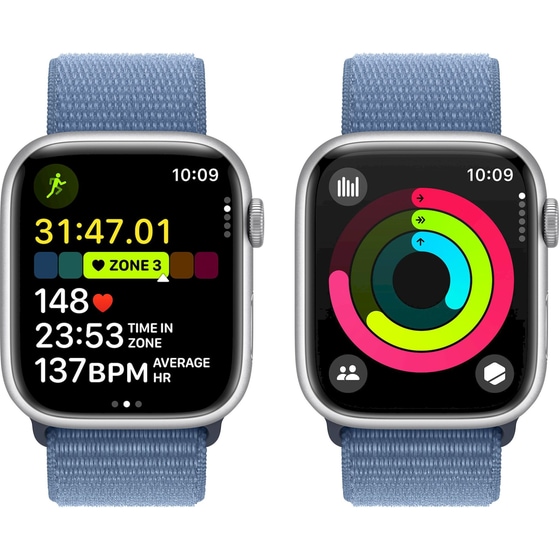 Apple Watch Series 9 Aluminium Silver GPS 45mm - Storm Blue Sport Loop image 7