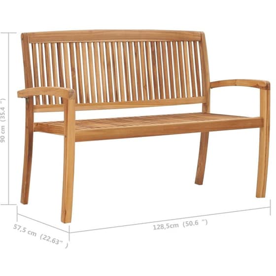 Παγκάκι Κήπου VidaXL με Μαξιλάρι από Μασίφ Ξύλο Teak 128.5x57.5x90 cm - Καφέ/Μπεζ image 8