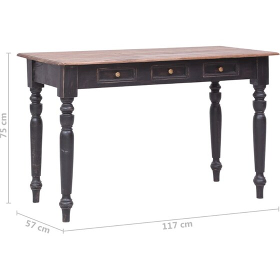 Γραφείο VidaXL με 3 Συρτάρια από Μασίφ Μαόνι 117x57x75 cm image 6