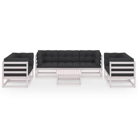 Σετ Σαλόνι Κήπου Vidaxl από Μασίφ Ξύλο Πεύκου με Μαξιλάρια 8 Τμχ - Μαύρο image 2