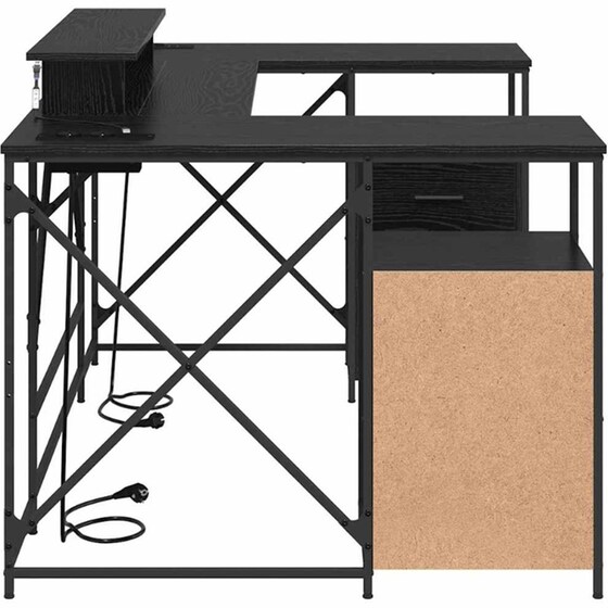 Γραφείο VidaXL από Επεξεργασμένο Ξύλο 182x101x87,5 cm - Μαύρη Οξιά image 6
