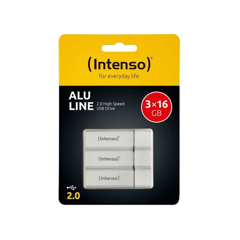 Intenso Alu Line 16GB USB 2.0 Stick Ασημί (3 Τεμάχια)